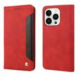 For iPhone 16 Pro Max Skin Feel Splicing Leather Phone Case(Red)