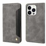 For iPhone 16 Pro Skin Feel Splicing Leather Phone Case(Grey)