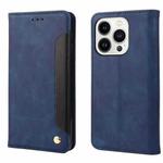 For iPhone 16 Pro Skin Feel Splicing Leather Phone Case(Blue)