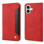 For iPhone 16 Plus Skin Feel Splicing Leather Phone Case(Red)