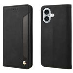 For iPhone 16 Plus Skin Feel Splicing Leather Phone Case(Black)