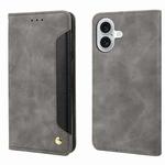 For iPhone 16 Skin Feel Splicing Leather Phone Case(Grey)