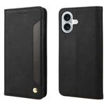 For iPhone 16 Skin Feel Splicing Leather Phone Case(Black)