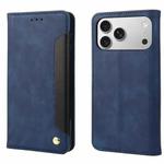 For iPhone 17 Pro Max Skin Feel Splicing Leather Phone Case(Blue)