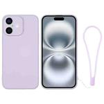 For iPhone 16 Plus Silicone Phone Case with Wrist Strap(Light Purple)