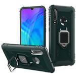 For Huawei P30 Lite Carbon Fiber Protective Case with 360 Degree Rotating Ring Holder(Green)