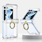 For Samsung Galaxy Z Flip5 Gkk Airbag Hinge Silicone Phone Case with Ring Holder(Transparent)