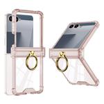 For Samsung Galaxy Z Flip7 5G Gkk Airbag Hinge Silicone Phone Case with Ring Holder(Transparent Orange)