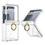 For Samsung Galaxy Z Flip7 5G Gkk Airbag Hinge Silicone Phone Case with Ring Holder(Transparent)