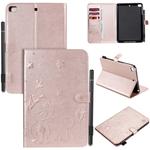 For iPad mini 5 / 4 / 3 / 2 / 1 Cat Bee Embossing Pattern Horizontal Flip Leather Case with Holder & Card Slots & Wallet & Pen Slot & Wake-up / Sleep Function(Rose Gold)