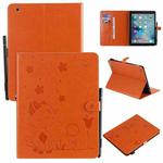 For iPad 4 / 3 / 2 Cat Bee Embossing Pattern Horizontal Flip Leather Case with Holder & Card Slots & Wallet & Pen Slot & Wake-up / Sleep Function(Orange)
