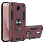 For Samsung Galaxy J7 Pro / J730 2 in 1 Armour Series PC + TPU Protective Case with Ring Holder(Wine Red)