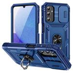 For Samsung Galaxy A25 5G Sliding Camshield TPU + PC Phone Case with Holder(Blue)