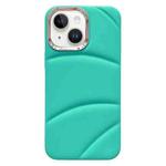 For iPhone 15 Plus Electroplating Liquid Down Jacket TPU Phone Case(Sky Blue)