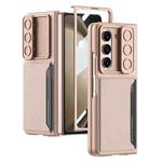 For Samsung Galaxy Z Fold5 GKK Integrated Ultra-thin Sliding Window Folding Phone Case with Card Holder(Misty Gold)