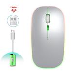 HXSJ M40 2.4GHZ 800,1200,1600dpi Third Gear Adjustment Colorful Wireless Mouse USB Rechargeable(Silver)