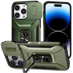 For iPhone 13 Pro Sliding Camshield Holder Phone Case(Alpine Green)