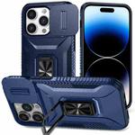 For iPhone 14 Pro Max Sliding Camshield Holder Phone Case(Blue)