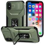 For iPhone XR Sliding Camshield Holder Phone Case(Alpine Green)