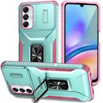 For Samsung Galaxy A05s Sliding Camshield Holder Phone Case(Grey Green + Pink)