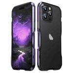 For iPhone 15 Pro Max Sharp Edge Magnetic Shockproof Metal Frame Phone Case(Black Purple)