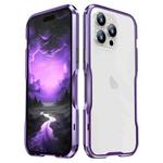 For iPhone 15 Pro Max Sharp Edge Magnetic Shockproof Metal Frame Phone Case(Purple)