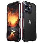 For iPhone 15 Pro Sharp Edge Magnetic Shockproof Metal Frame Phone Case(Black Red)