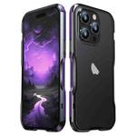 For iPhone 15 Pro Sharp Edge Magnetic Shockproof Metal Frame Phone Case(Black Purple)