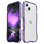 For iPhone 15 Plus Sharp Edge Magnetic Shockproof Metal Frame Phone Case(Purple)