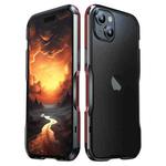 For iPhone 15 Sharp Edge Magnetic Shockproof Metal Frame Phone Case(Black Red)