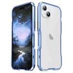 For iPhone 15 Sharp Edge Magnetic Shockproof Metal Frame Phone Case(Blue)