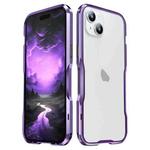 For iPhone 15 Sharp Edge Magnetic Shockproof Metal Frame Phone Case(Purple)