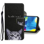 For Samsung Galaxy A20s Colored Drawing Pattern Horizontal Flip Leather Case with Holder & Card Slots & Wallet(Cat)