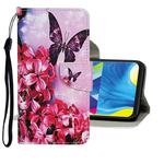 For Samsung Galaxy A21s Colored Drawing Pattern Horizontal Flip Leather Case with Holder & Card Slots & Wallet(Purple Butterfly)
