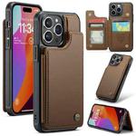 For iPhone 15 Pro CaseMe C22 Card Slots Holder RFID Anti-theft Phone Case(Brown)