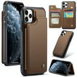 For iPhone 11 Pro Max CaseMe C22 Card Slots Holder RFID Anti-theft Phone Case(Brown)