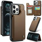 For iPhone 12 Pro Max CaseMe C22 Card Slots Holder RFID Anti-theft Phone Case(Brown)