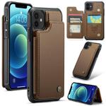 For iPhone 12 / 12 Pro CaseMe C22 Card Slots Holder RFID Anti-theft Phone Case(Brown)