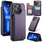 For iPhone 13 Pro CaseMe C22 Card Slots Holder RFID Anti-theft Phone Case(Purple)