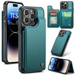 For iPhone 14 Pro CaseMe C22 Card Slots Holder RFID Anti-theft Phone Case(Blue Green)