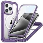 For iPhone 15 Pro Max Life Waterproof MagSafe Magnetic Rugged Phone Case(Purple)