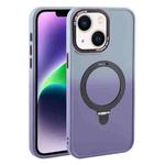 For iPhone 14 Plus Gradient MagSafe Holder Liquid TPU Hybrid PC Phone Case(Blue Purple)