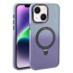 For iPhone 14 Gradient MagSafe Holder Liquid TPU Hybrid PC Phone Case(Blue Purple)