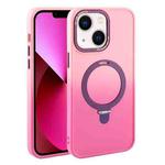 For iPhone 13 Gradient MagSafe Holder Liquid TPU Hybrid PC Phone Case(Pink Red)