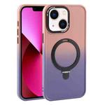 For iPhone 13 Gradient MagSafe Holder Liquid TPU Hybrid PC Phone Case(Pink Purple)