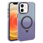 For iPhone 12 Gradient MagSafe Holder Liquid TPU Hybrid PC Phone Case(Blue Purple)