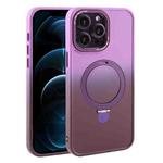 For iPhone 12 Pro Max Gradient MagSafe Holder Liquid TPU Hybrid PC Phone Case(Purple Wine Red)