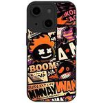 For iPhone 15 Liquid Angel Eyes Comics TPU Phone Case(Black Bottom BOOM)