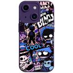 For iPhone 15 Liquid Angel Eyes Comics TPU Phone Case(Purple Bottom COOL)