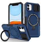 For iPhone 12 Sliding Camshield Magsafe Holder TPU Hybrid PC Phone Case(Royal Blue)